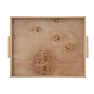 MDF & Burl Wood Veneer Trays with Handles, Natural, little