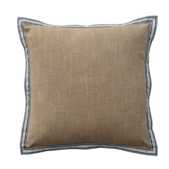 18" Square Woven Cotton Pillow with Striped Flange Edge