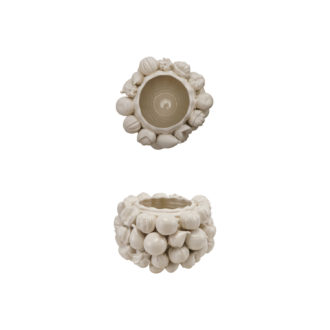 Stoneware Planter with 3D Fruit, Matte White (Holds 6" Pot)