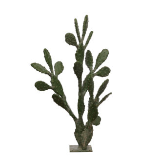 Faux Prickly Pear Cactus with Metal Base