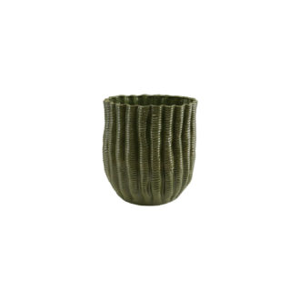 Stoneware Fluted Planter, Green (Holds 10" Pot)
