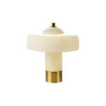 Glass & Metal Table Lamp with Inline Switch, Cream Color & Gold Finish