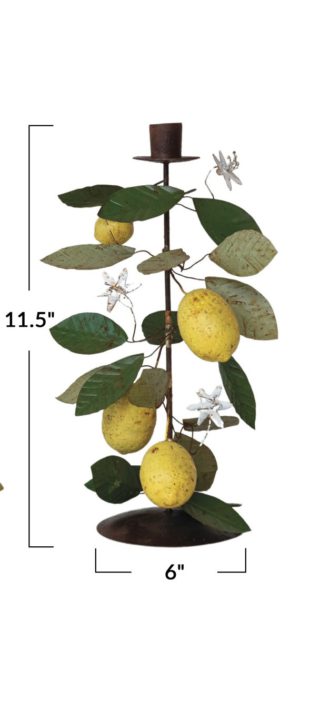 Hand-Painted Metal Vintage Reproduction Toleware Taper Holder, large