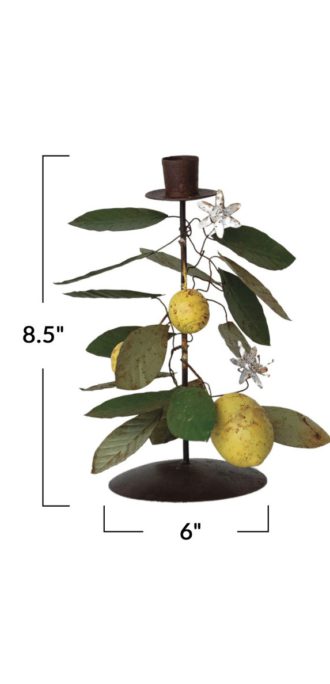 Hand-Painted Metal Vintage Reproduction Toleware Taper Holder, medium