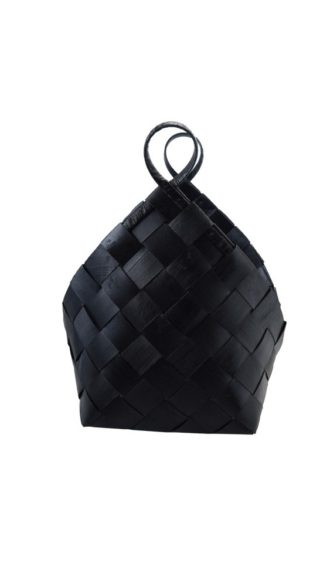 Woven Wood Baskets with Handles, Black, Large