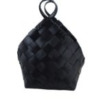 Woven Wood Baskets with Handles, Black, Medium