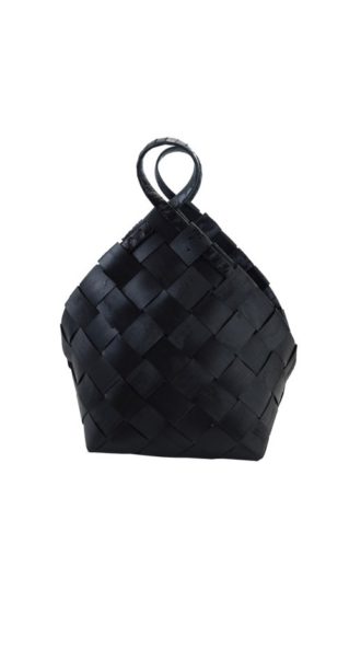 Woven Wood Baskets with Handles, Black, Medium