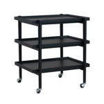 Rubberwood 3-Tier Bar Cart on Casters w/ Removable Tray/Shelf, Black, KD
