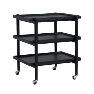 Rubberwood 3-Tier Bar Cart on Casters w/ Removable Tray/Shelf, Black, KD