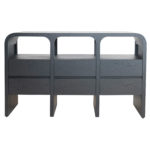 Rubberwood & Oak Wood Veneer Console Table with 3 Shelves & 6 Drawers, Black