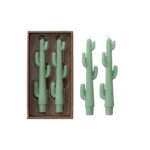 Unscented Cactus Shaped Taper Candles in Box, Set of 2 (Est. Burn Time 5 Hours)
