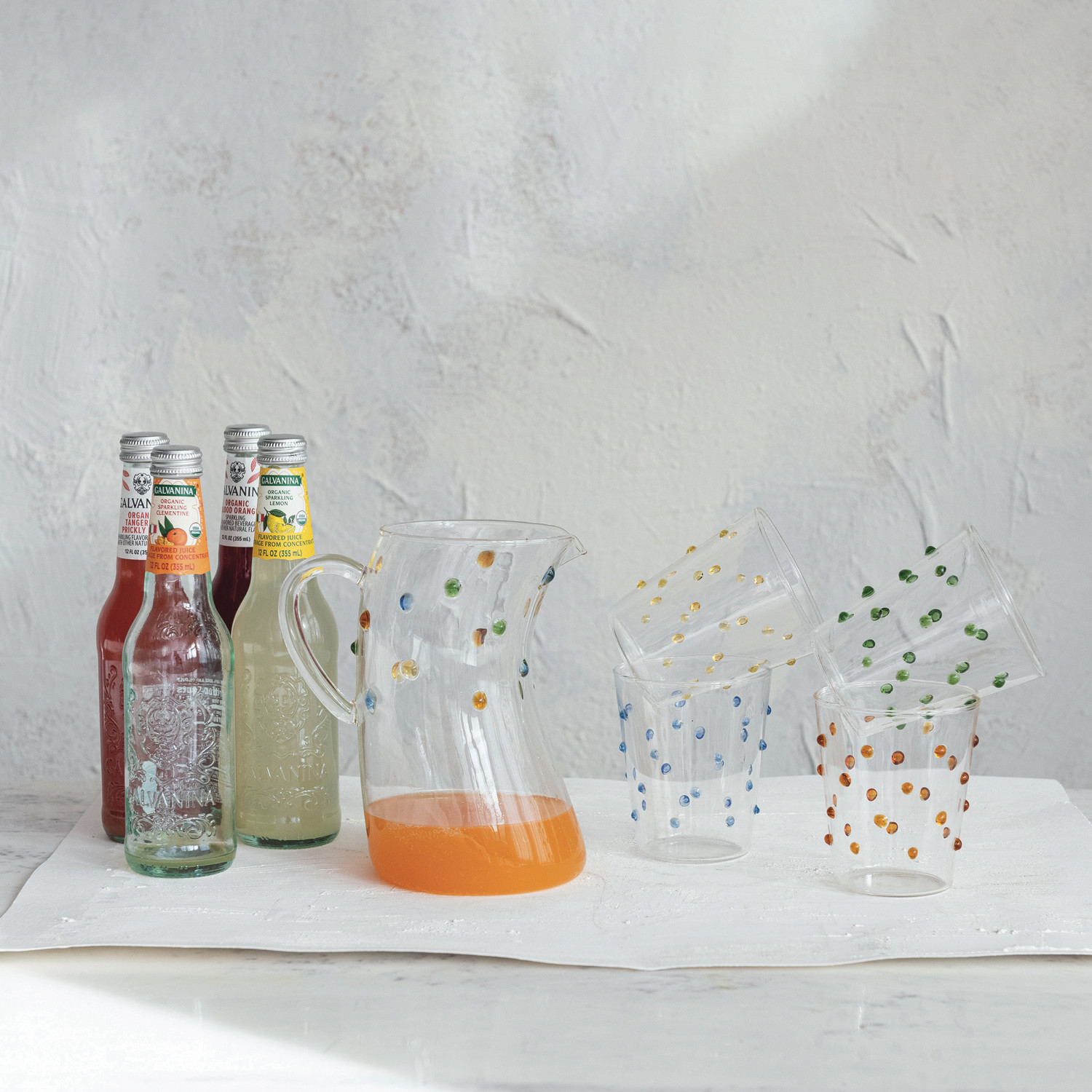 42 oz. Handmade Glass Organic Shaped Pitcher w/ Raised Dots - Image 3