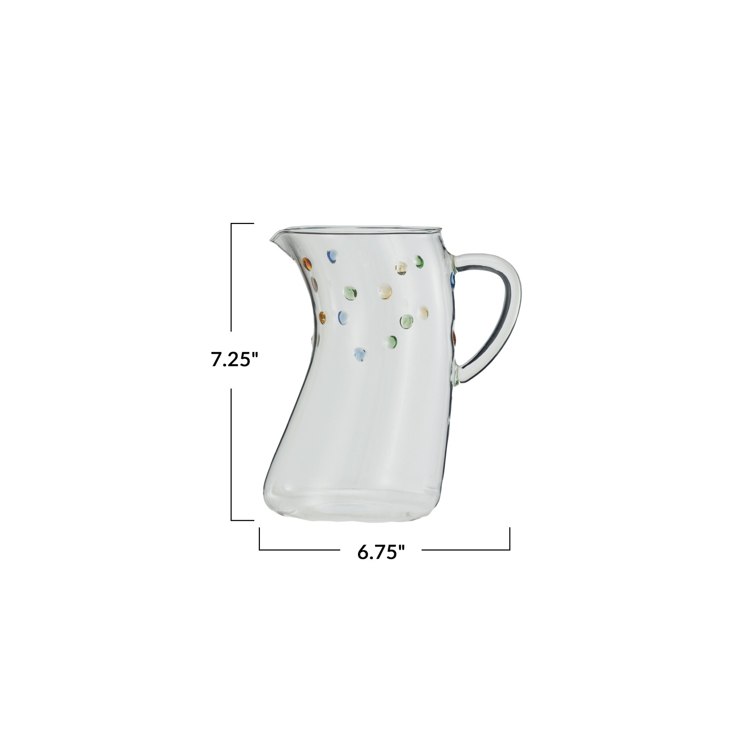 42 oz. Handmade Glass Organic Shaped Pitcher w/ Raised Dots - Image 2