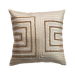 Cotton Printed Pillow w/ Embroidered Gold Foil Pattern