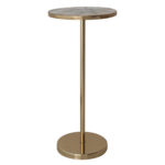 Metal Martini Table with Agate Top, Gold Finish & Natural, KD (Each One Will Vary)