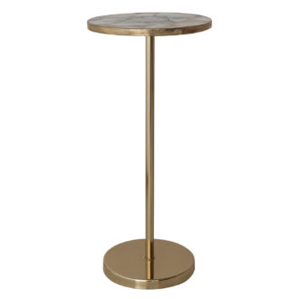 Metal Martini Table with Agate Top, Gold Finish & Natural, KD (Each One Will Vary)