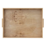MDF & Burl Wood Veneer Trays with Handles, Natural,