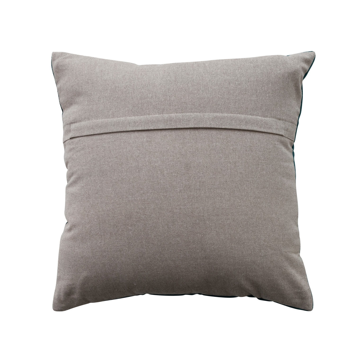 18" Square Velvet Pillow with Peacocks, Embroidery & Chambray Back - Image 3