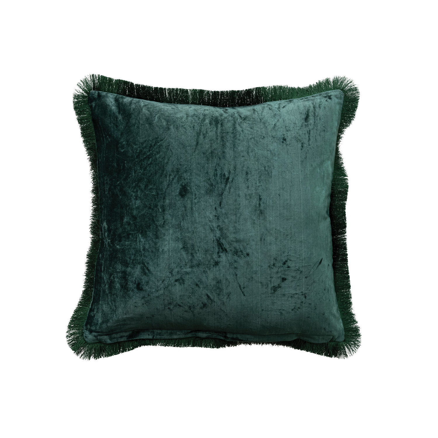 20" Square Cotton Velvet Pillow with Leopard Print Pattern & Tufted Fringe - Image 3