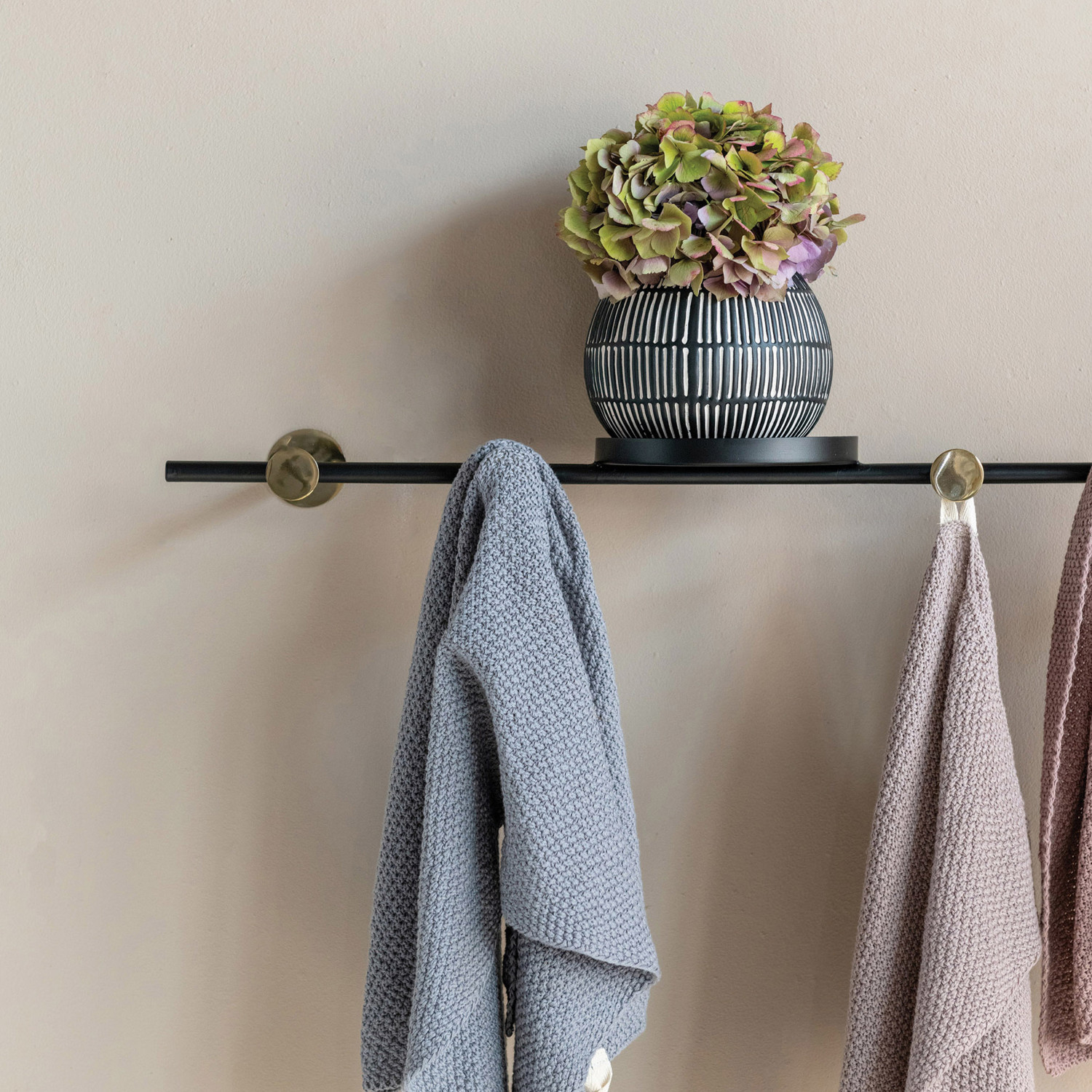 Metal Wall Hook with Shelf and Hooks - Image 2