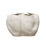 Stoneware Organic Shaped Planter, Matte Cream Color