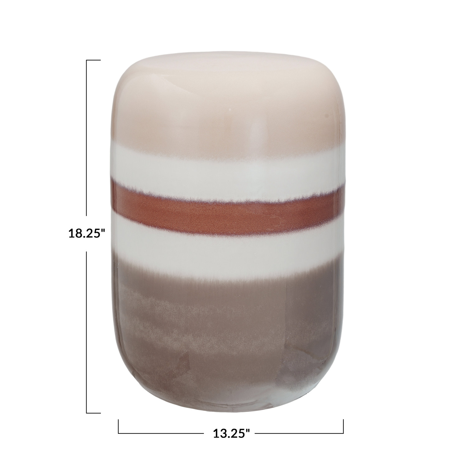 Stoneware Stool/Table w/ Stripes, Reactive Glaze - Image 2