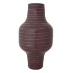 Enameled Metal Indoor/Outdoor Organic Striped Vase, Plum Color