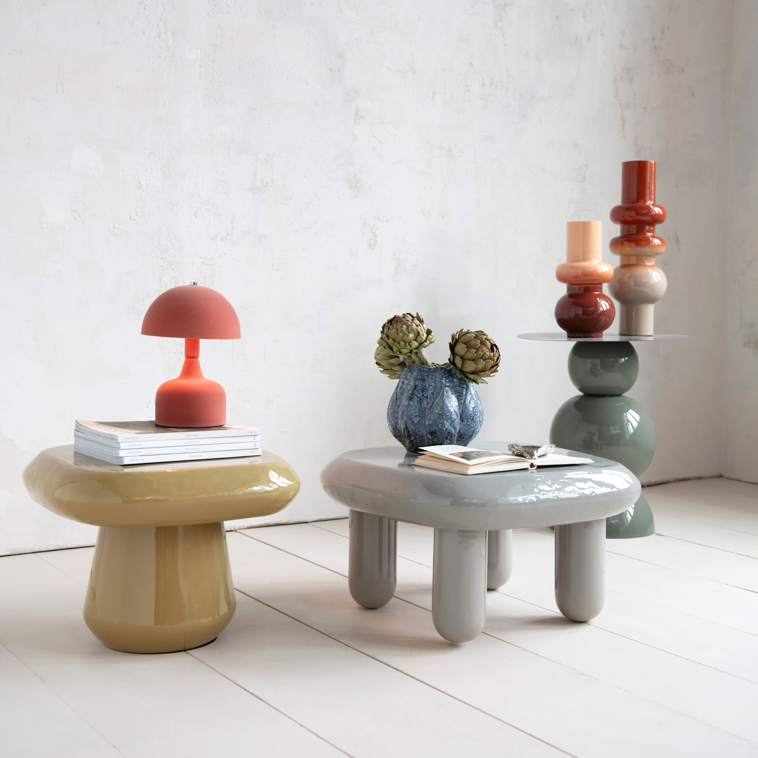 Enameled Metal Table, Grey, KD, Truck Ship - Image 2
