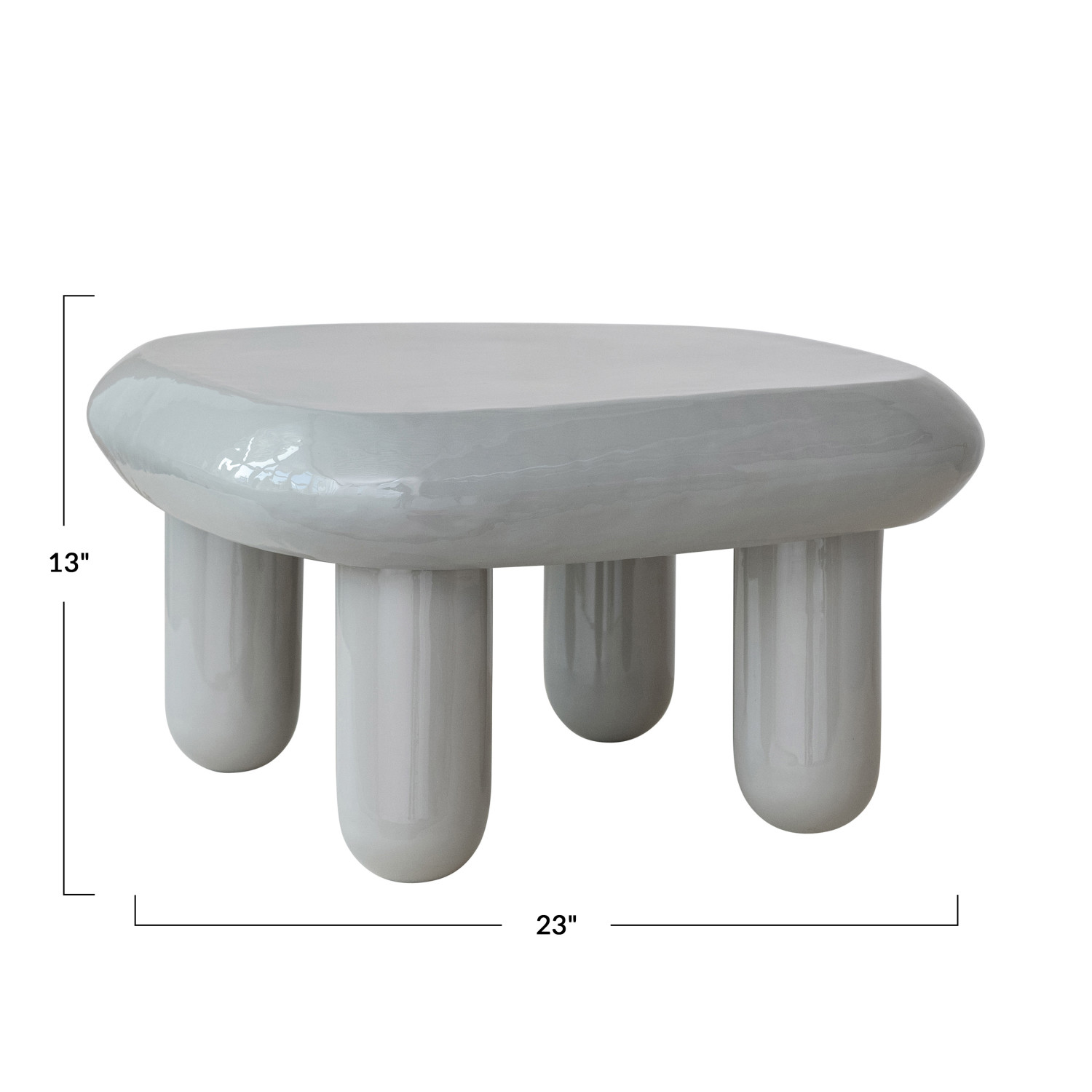 Enameled Metal Table, Grey, KD, Truck Ship - Image 3