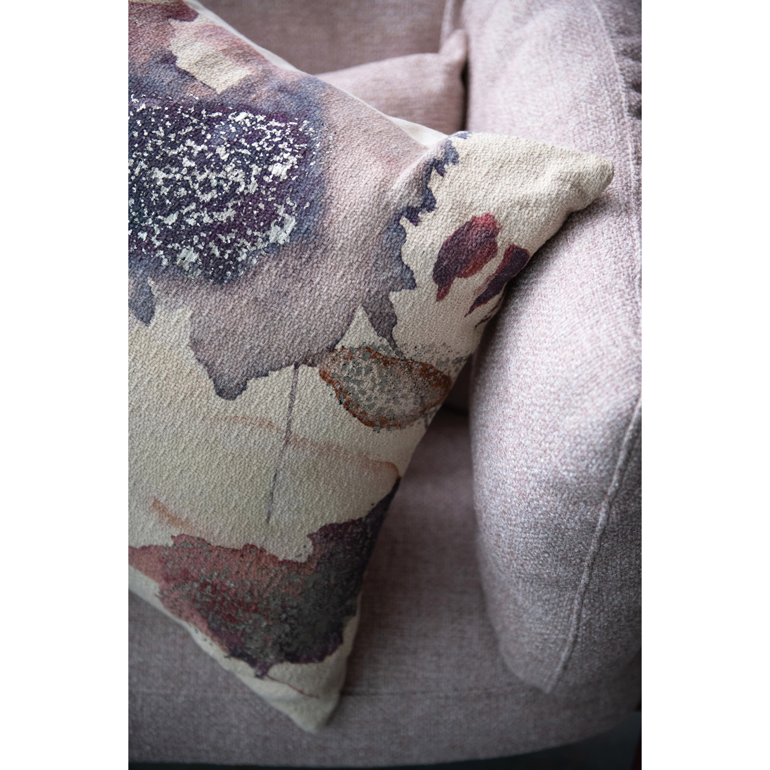 Woven Cotton Printed Pillow w/ Abstract Design & Silver Foil - Image 2
