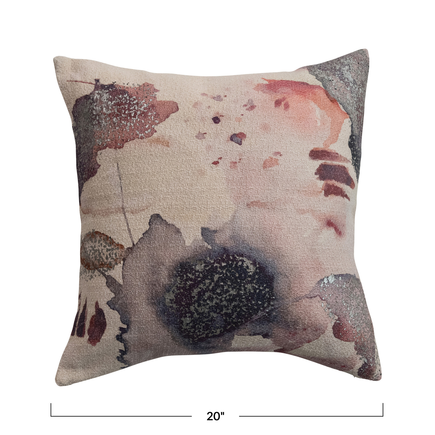 Woven Cotton Printed Pillow w/ Abstract Design & Silver Foil - Image 4