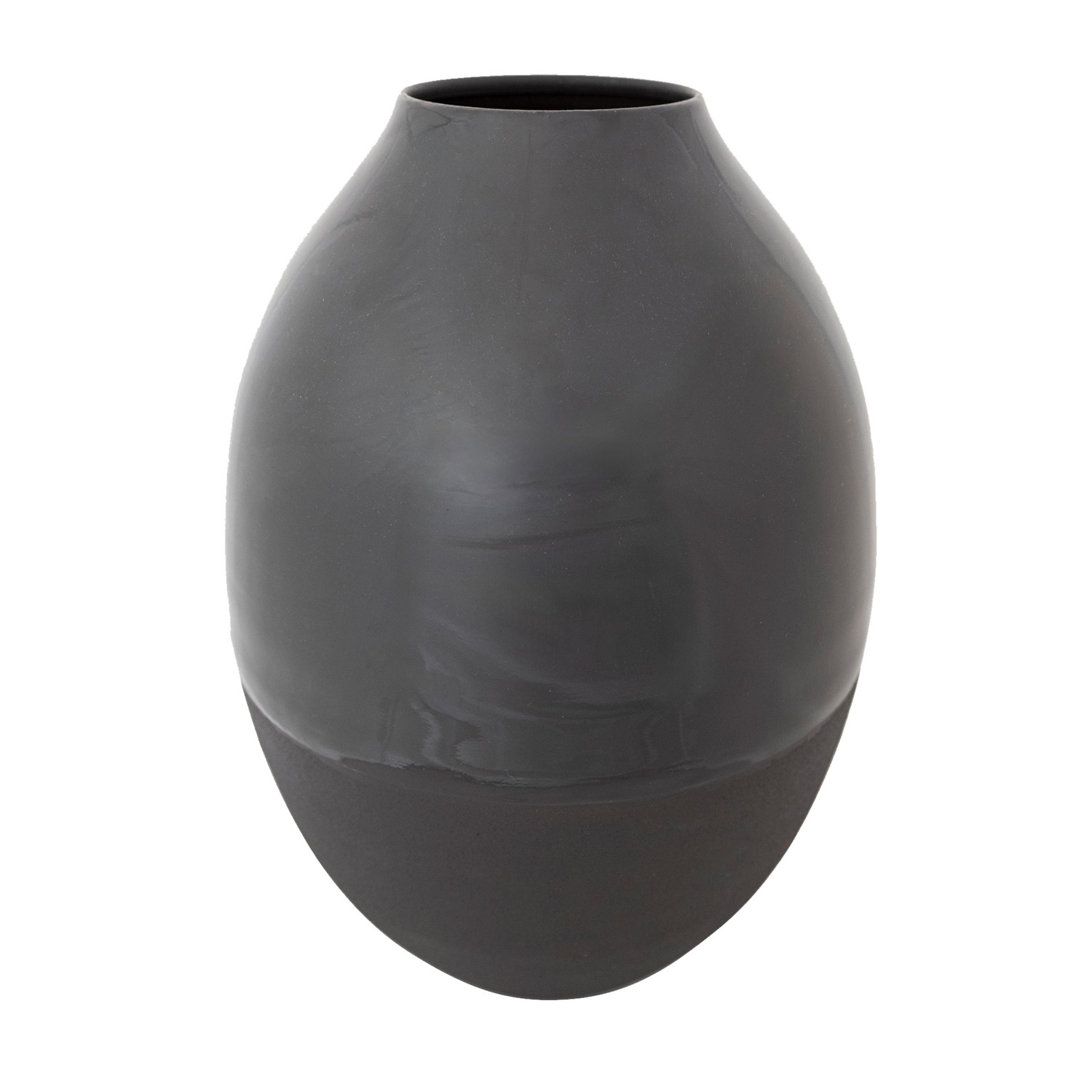 Enameled Metal Vase, Charcoal Color - Image 2