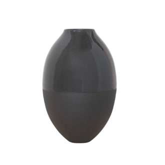 Enameled Metal Vase, Charcoal Color