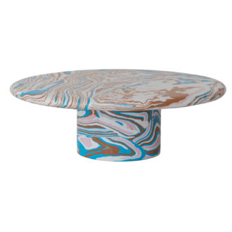 Oval Recycled Stone Pedestal, Marbled