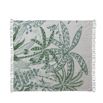 Cotton Printed Throw w Palm Trees &