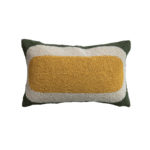Fabric Beaded Lumbar Pillow w Design,