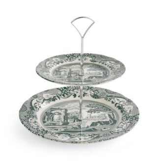 2 TIER CAKE STAND Green Italian