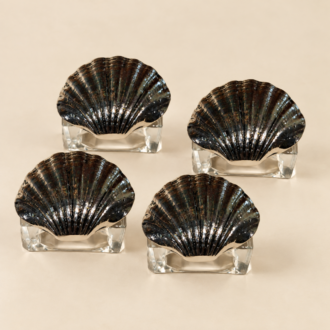 SILVER SHELL / ACRYLIC RING (SET OF 4)