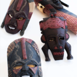 AFRICAN MASKS / GOLD RING (SET OF 4)