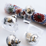 SILVER SPIRAL SHELL / ACRYLIC RING (SET OF 4)